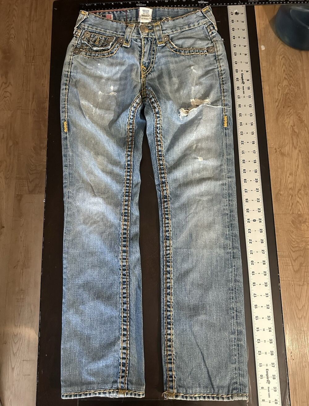 True Religion Ricky Super T Jeans Mens Vintage Made In USA Blue Distressed Sz28